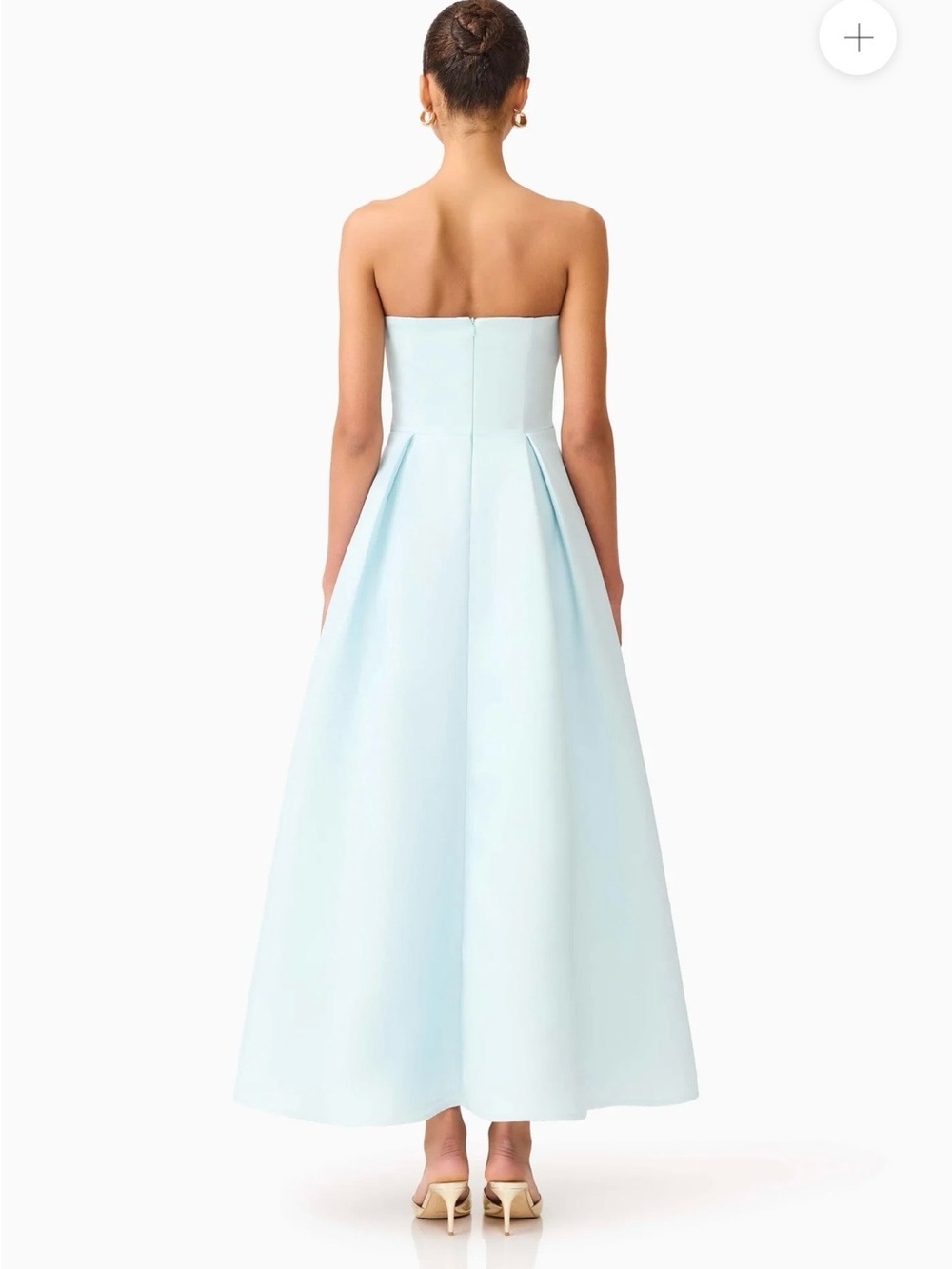 Elliatt Strapless Pastel Blue Gown with Pink & Peach Floral Print - Picture 3 of 5
